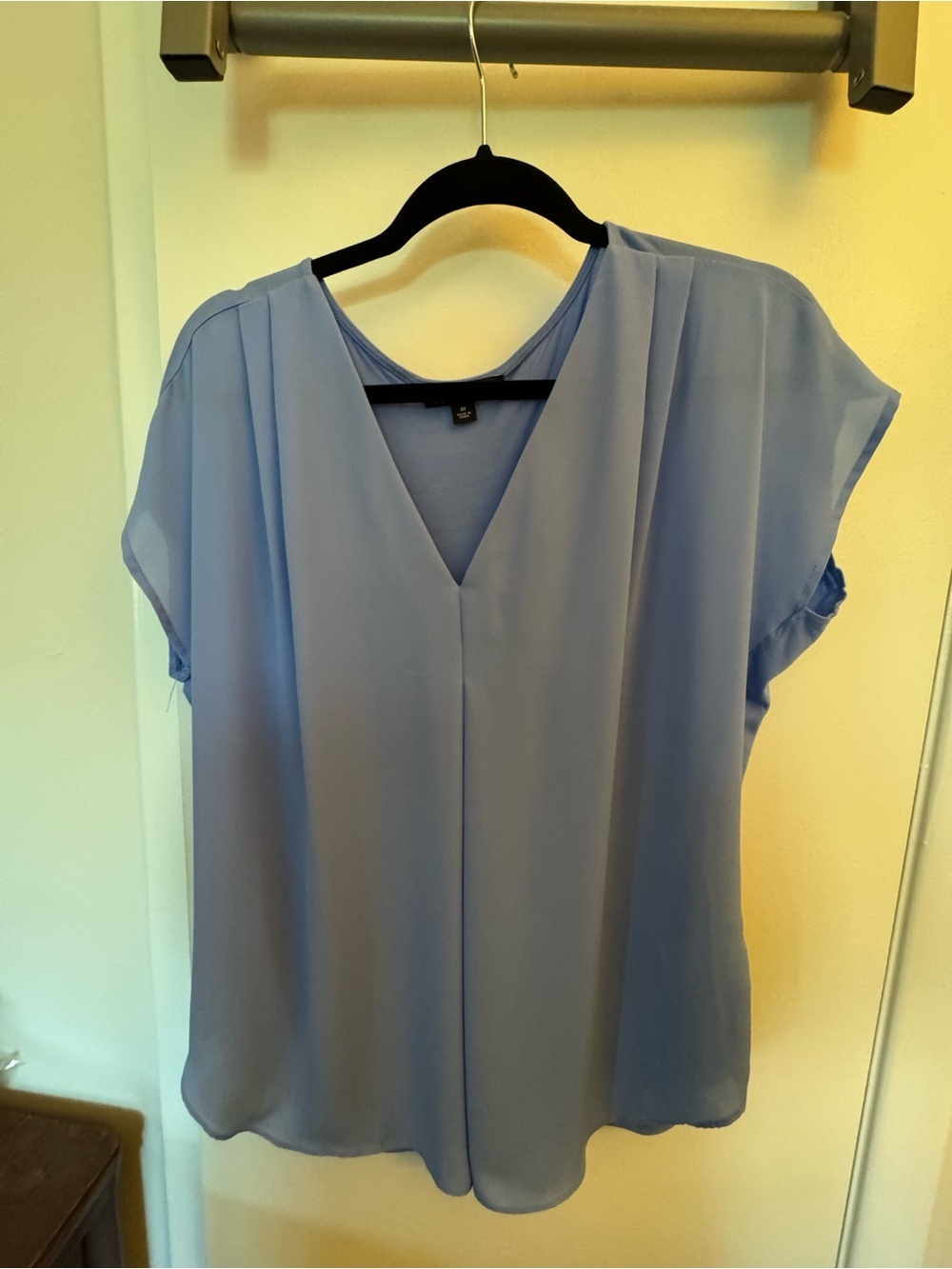 INC International Concepts Pale Blue V-Neck Cap Sleeve Blouse